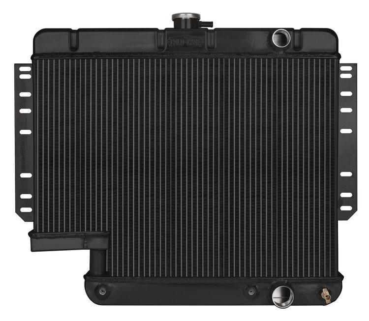 CHI565A-5B Black Night Rider Series Aluminum Radiator for 1961-1965 Chevy Impala w/500 Steering Box