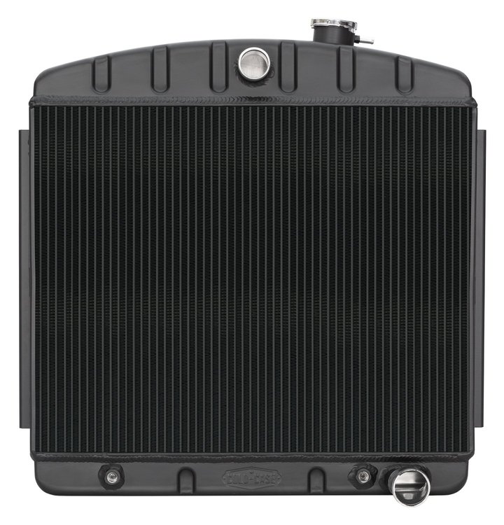 CHT562AB Black Night Rider Series Aluminum Radiator for 1955-1957 Tri-5 Chevy; V8 Mount