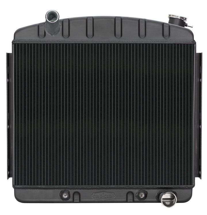 CHT563A-7B Black Night Rider Series Aluminum Performance Radiator for 1957 Tri-5 Chevy 6 Cylinder; Front Mount