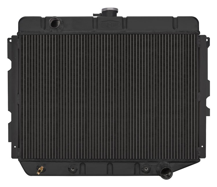 MOP750AB Black Night Rider Series Aluminum Performance Radiator for 1966-1974 Mopar A/B/C/E-Body w/ A/C, Auto Trans