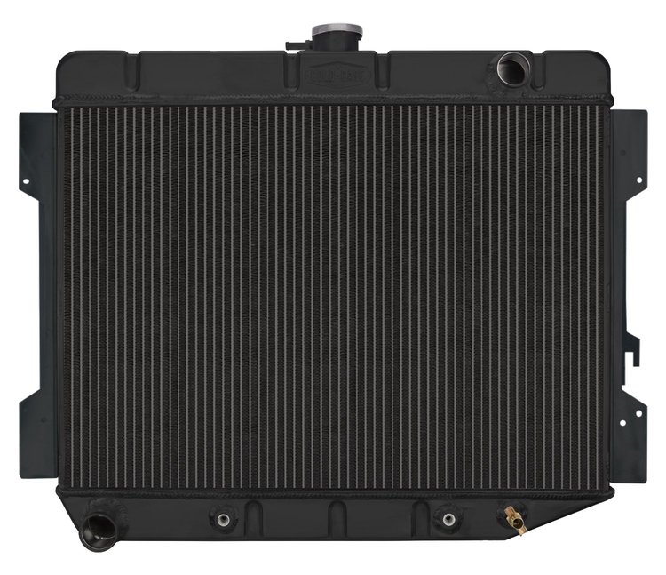 MOP754AB Black Night Rider Series Aluminum Performance Radiator for 1966-1974 Mopar B/E-Body; Challenger, Auto Trans