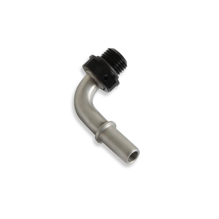 Fuel Rail Quick Connect Fitting [-6 AN Male O-Ring to 3/8 in. Tube-90 Degree]