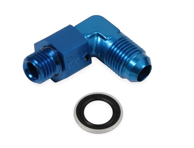 Radiused Carburetor Inlet Fitting -6AN Male Flare to 12mm x 1.5 Swivel