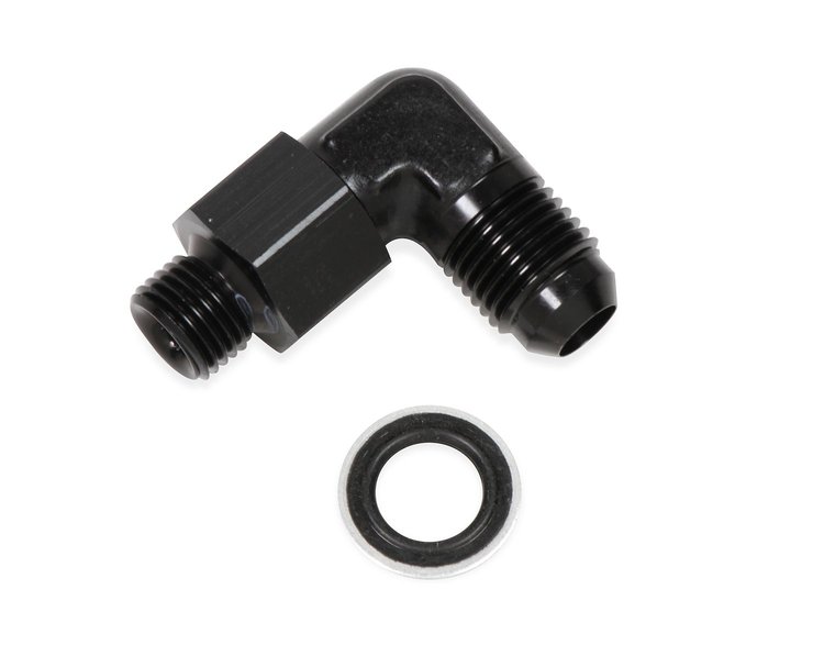 Ano-Tuff 90° Carb Inlet Fitting -6AN Male Flare to 12mm x 1.25 Swivel