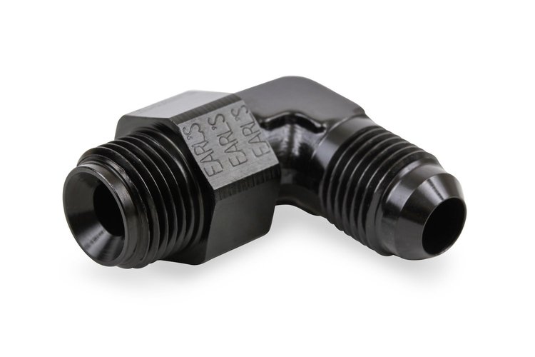 Ano-Tuff 90° Carb Inlet Fitting -6AN Male Flare to 5/8"-18 Swivel