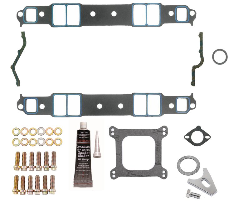 H/P Intake Gasket Install Kit - Small Block Chevy 262-400 V8 Engines - Medium Race Port