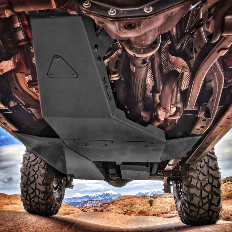Complete Skid Plate System fits Select Late-Model Jeep Wrangler JLU 3.6L - Black Gloss Powder-Coated Finish