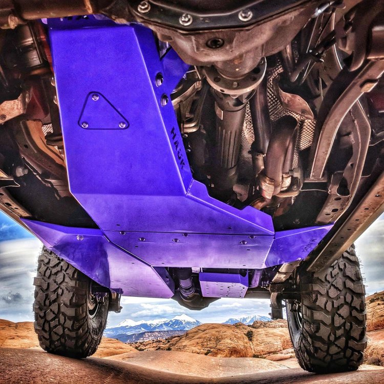 Complete Skid Plate System fits Select Late-Model Jeep Wrangler JLU 3.6L - Ocean Blue Gloss Powder-Coated Finish
