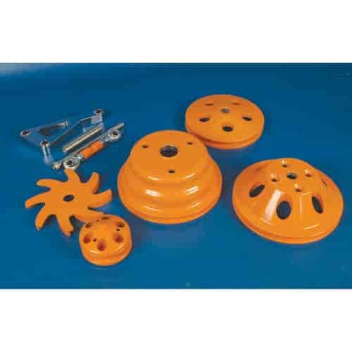 PULLEY SET SB CHEVY SHRT WP SINGL GROOVE