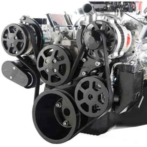 S-Drive Complete Serpentine Pulley Drive System Black Anodized Big Block Chevy