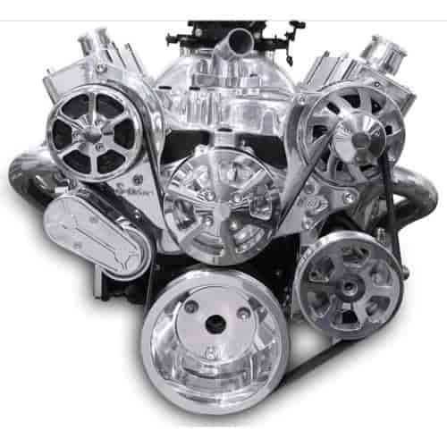 S-Drive Complete Serpentine Pulley Drive System Clear Coat Small Block Chevy