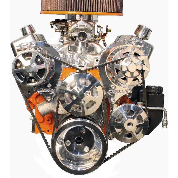 V-Drive Complete Serpentine Pulley Drive System Polished Small Block Chevy