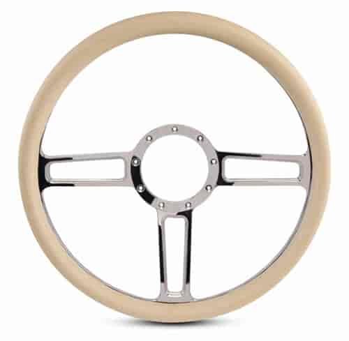 15 in. Launch Steering Wheel - Chrome Plated Spokes, Tan Grip