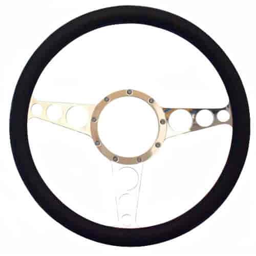 13 1/2 in. Racer Billet Steering Wheel Clear Coated Spokes Black Grip