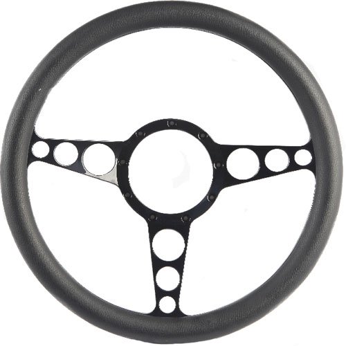 13 1/2 in. Racer Billet Steering Wheel Matte Black Spokes Black Grip