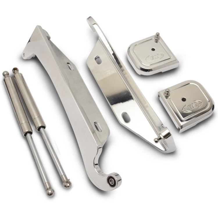 Billet Hood Hinges Select 1988-1999 GM C/K, Blazer, Jimmy, Suburban, Tahoe, Yukon Trucks - Raw Machined Finish