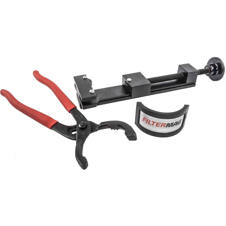 SS FilterMag Kit Includes oil FilterMag, oil filter cutting tool and oil filter pliers