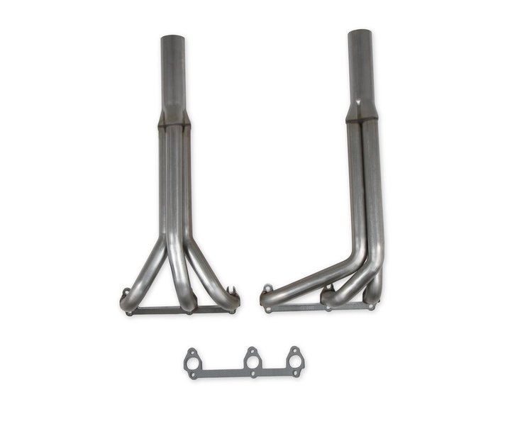 11586FLT Upright Derby Style Headers for GM 2.8L, 3.1L, 3.4L V6 Engines
