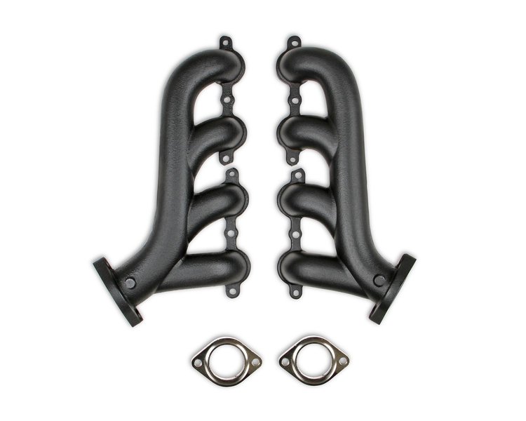 Cast Iron Exhaust Manifolds for GM Gen III, IV LS Engines [Black Ceramic Finish]