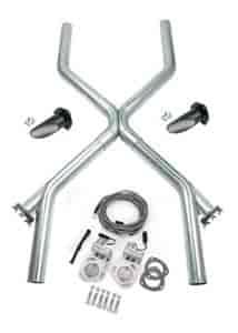 Universal X-Pipe with Electric Cutouts Includes wiring harness with actuator and all necessary hardware