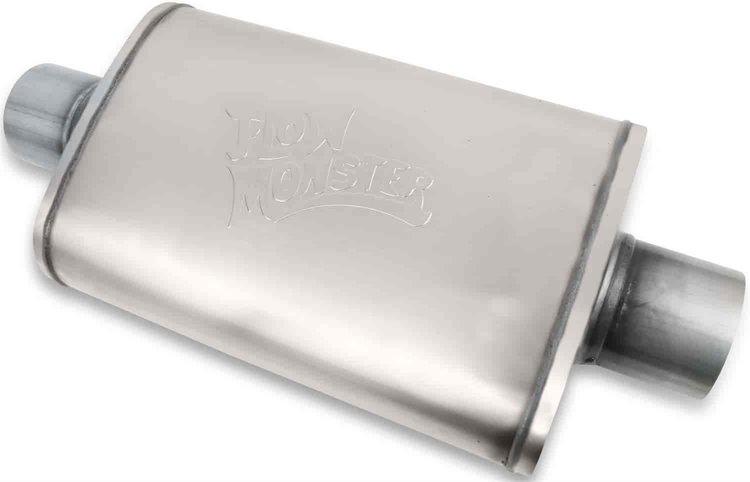 FlowMonster Straight-Through Muffler Oval Case Center In/Center Out: 3 in.