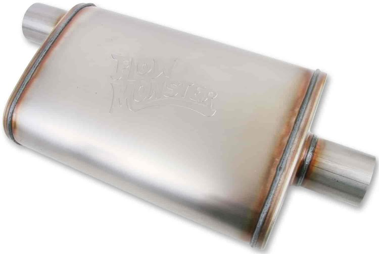 FlowMonster Straight-Through Muffler Oval Case Center In/Offset Out: 2.250 in.