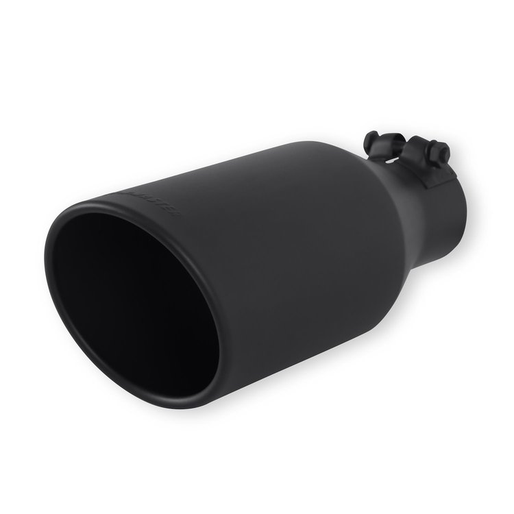 15404B Exhaust Tip; 4.5-in. Black Angle Cut Fits 2.5-in. Tubing, 11.00-in Long - Clamp On