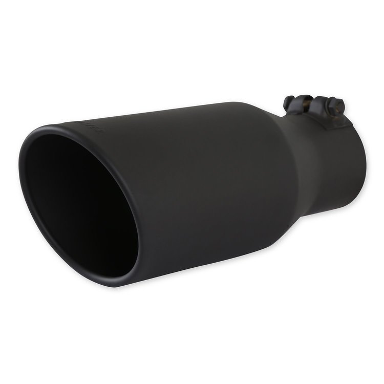 15406B Exhaust Tip; 4.5-in. Black Angle Cut Fits 3.0-in. Tubing, 11.00-in Long - Clamp On
