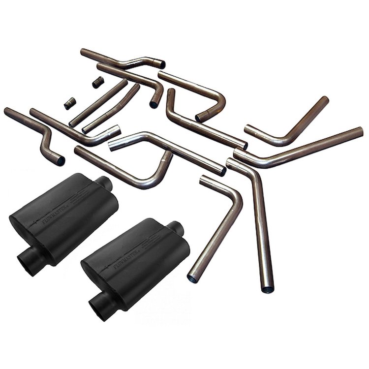 U-Fit Dual Exhaust Pipe Kit Aluminized Steel 3" Tubing