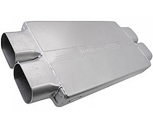 Low-Profile Delta Force Race Muffler Dual In/Dual Out: 3.5"