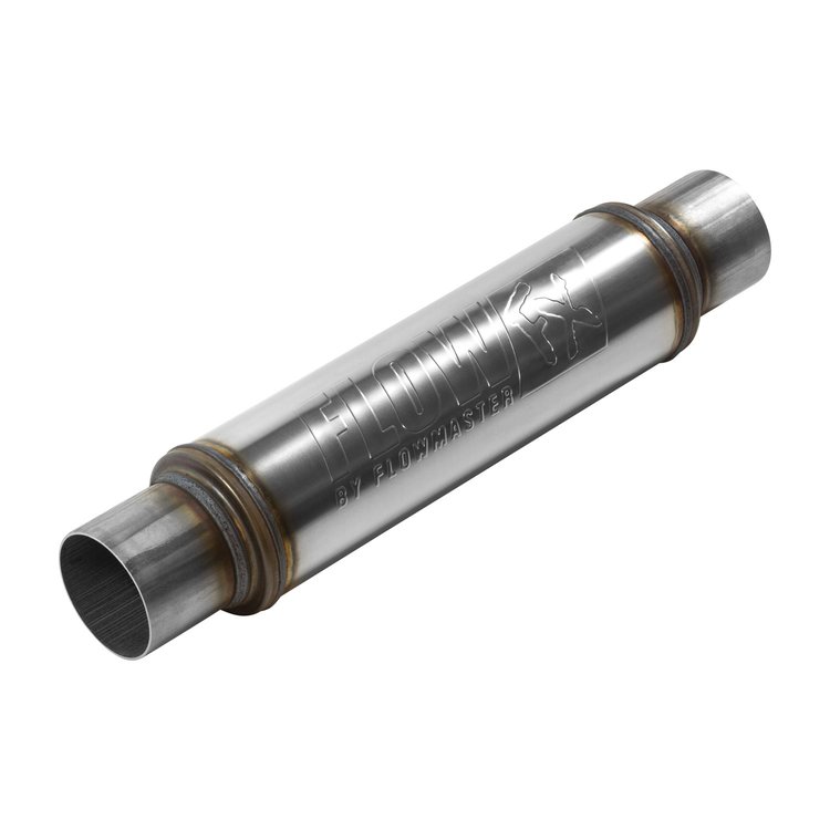 4 in. Round FlowFX Muffler Center In/Center Out: 3 in./3 in.