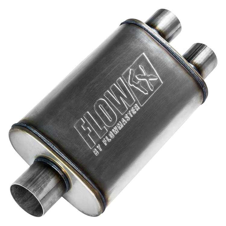 4" x 9" Oval FlowFX Muffler Center In/Dual Out: 3.00"/2.50"