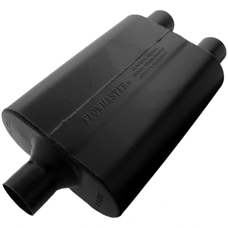 Super 44 Series Delta Flow Muffler Center In/Dual Out: 2.25"