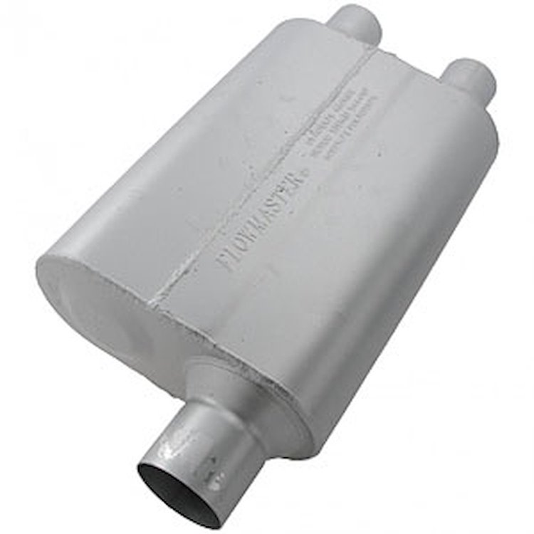 40 Delta Flow Muffler Offset In 2.5"/Dual Out 2"