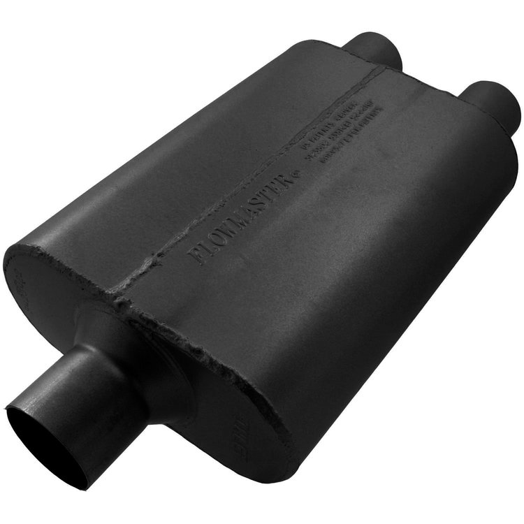 40 Series Delta Flow Muffler Center In 2.5"/Dual Out 2.25"