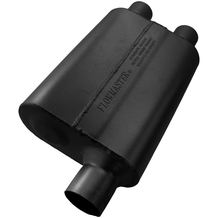 40 Series Delta Flow Muffler Offset In 2.5"/Dual Out 2.25"