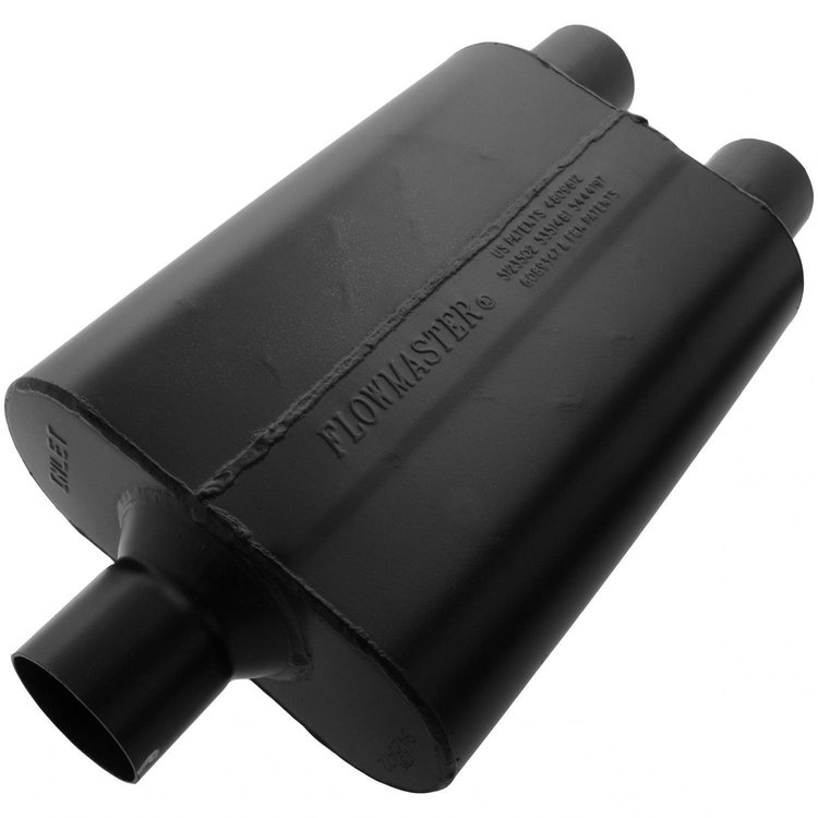Super 44 Series Delta Flow Muffler Center In/Dual Out: 2.5"
