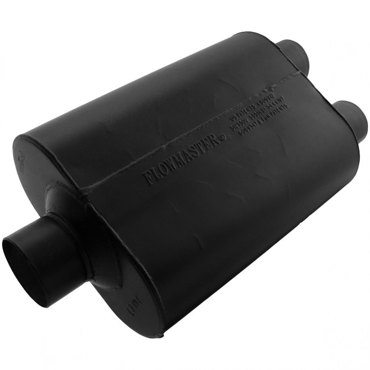 Super 40 Series Delta Flow Muffler Center In 3"/Dual Out 2.5"