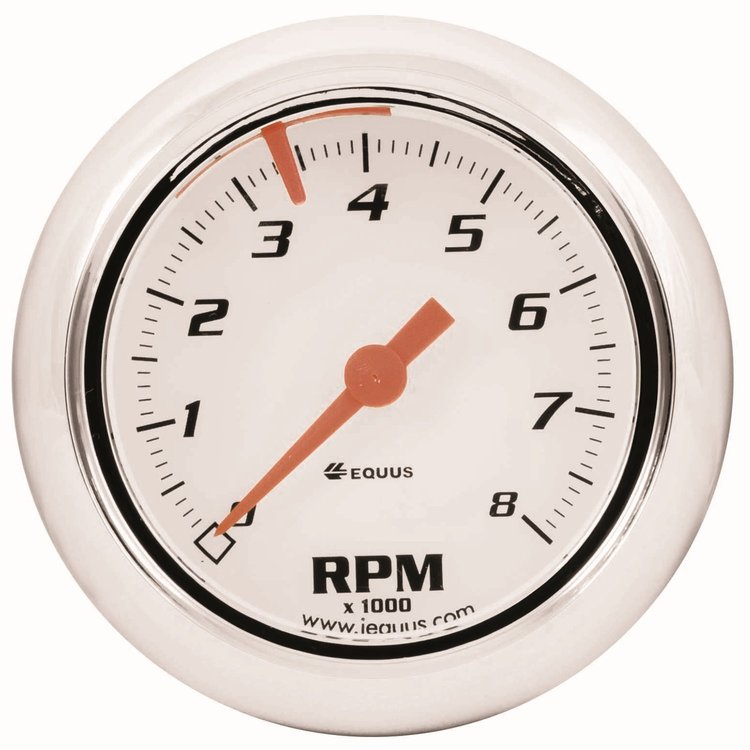 E5076 Tachometer Gauge [2 1/2 in., 8,000 RPM, White Dial, 5000 Series]