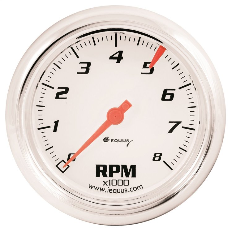 E5078 Tachometer Gauge [3-3/8 in., 8,000 RPM, White Dial, 5000 Series]