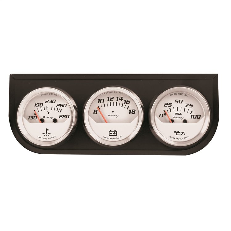 E5200 Water Temperature/Voltmeter/Oil Pressure Gauge Console [2 in., 90Deg. Sweep M, 280Deg.F/18V/100Psi, Wt Dial Bk Pn]