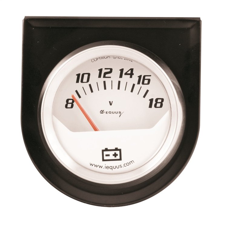 E5268 Voltmeter Gauge Console [2 in., 18V, White Dial, Black Panel, 5000 Series]