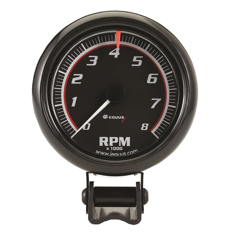 E6088 Tachometer Gauge [3-3/8 in., 8,000 RPM, Black Dial Black Case, 6000 Series]