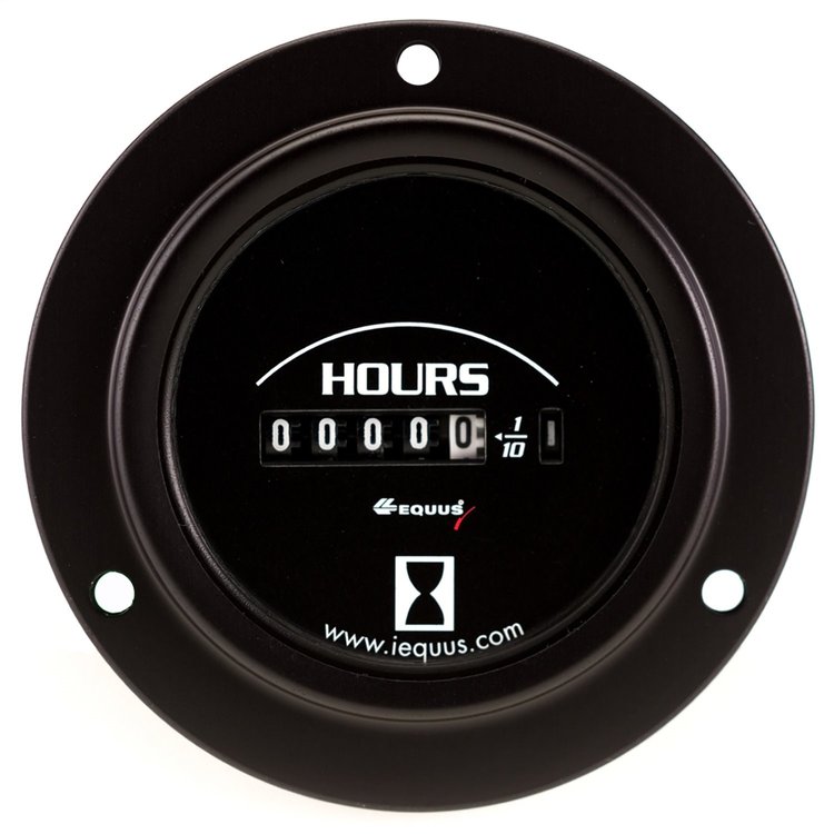 E6210 Hourmeter Gauge [2 in., 10K Hours, Electric (10V-60V), Black Dial, Flange Mount, 6000 Series]