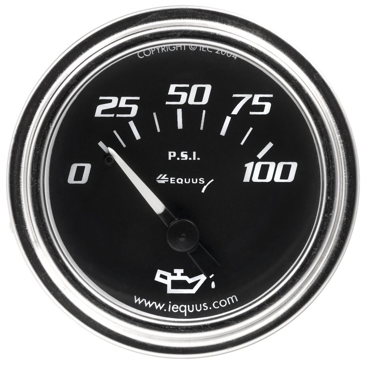 E7234 Oil Pressure Gauge [2 in., 0-100 Psi, 90 Degree Sweep, Mechanical, Chrome 7000 Series]