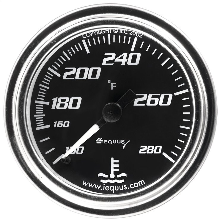 E7241 Water Temp Gauge [2 in., 130-280 F, 270 Degree Sweep, Mechanical, Chrome 7000 Series]