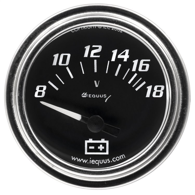 E7268 Voltmeter Gauge [2 in., 8-18V, 90 Degree Sweep, Electric, Chrome, 7000 Series]