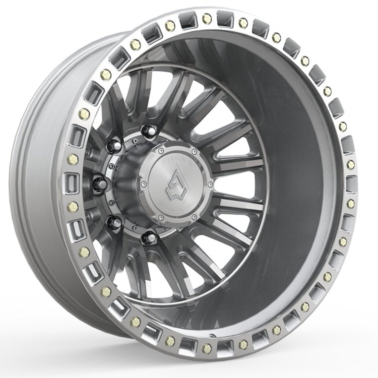 A103228293N22019 A103 DUALLY MISSION REAR Wheel [Size: 22"x8.25"] Gloss Silver Machined Finish