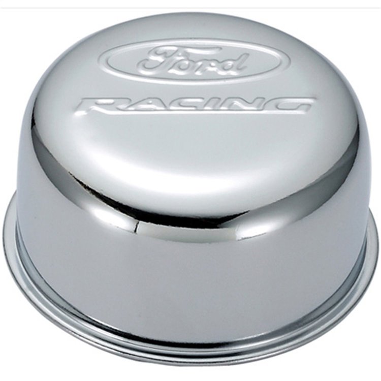 Chrome Twist-On Valve Cover Air Breather Cap with Ford RACING Emblem