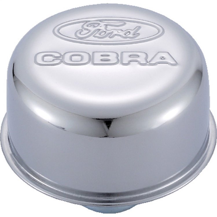Chrome Push-In Valve Cover Air Breather Cap with Ford COBRA Emblem